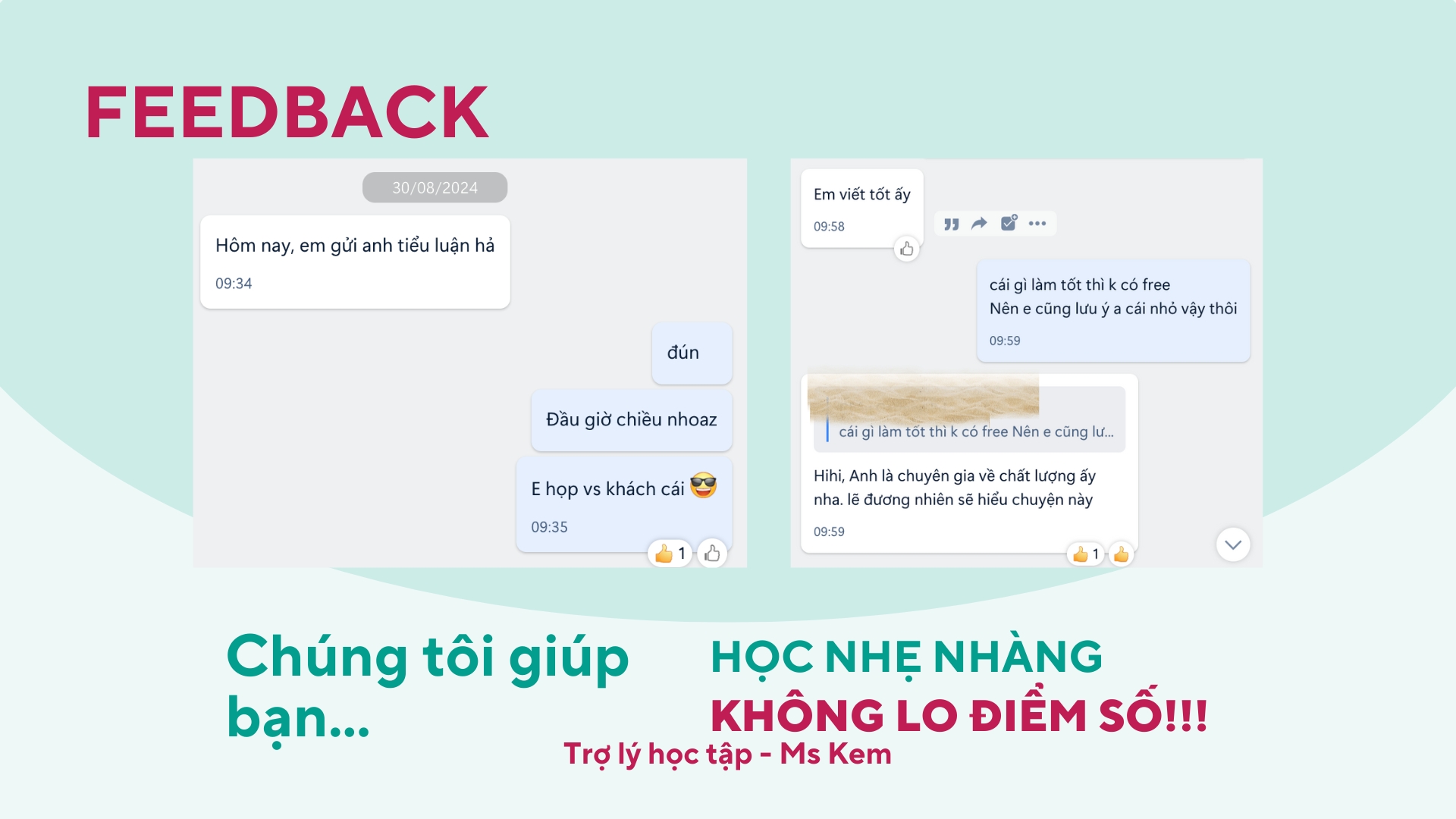 Feedback của Khách hàng về Luận Văn Ms KEM